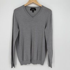 Pronto Uomo Gray Extra Fine Merino Wool V-Neck Sweater Men’s L